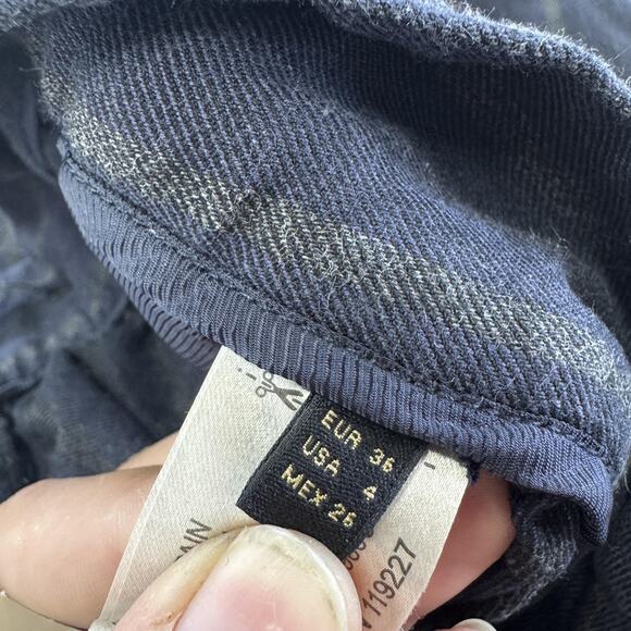 Massimo Dutti Skirt Womens 36 Small Navy Blue Stripe Button Front Midi Modest - Picture 4 of 8